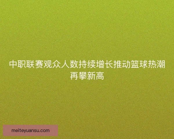 中职联赛观众人数持续增长推动篮球热潮再攀新高